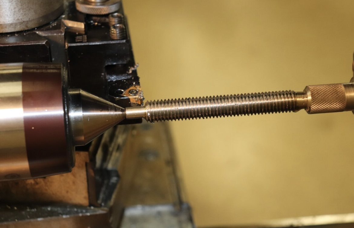 dmtcsc's tweet image. James Hayes, a sophomore at Broome High School, is using an Engine Lathe to single point turn the threads on the screw for his C-Clamp project in Machine Tool Technology. #FutureMachinist #DMTCPrepares #MachineToolTechnology #CareerReady