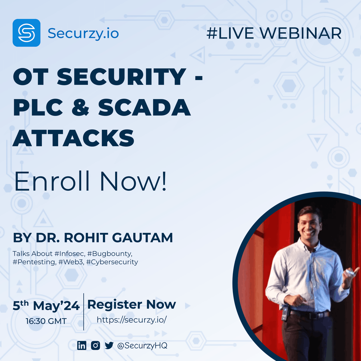 🔒 Don't miss out! Join us for a FREE webinar on 'OT Security - PLC & Scada Attacks' by Dr. Rohit Gautam. Learn how to safeguard industrial systems from cyber threats. Only 6 days left to register! 👉 Register now: learn.securzy.io/webinar/ot-sec… #OTSecurity #Cybersecurity #Securzy