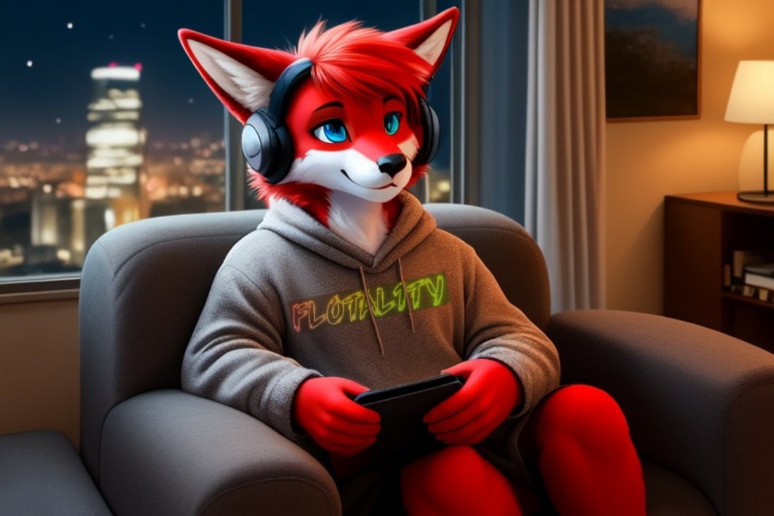 Flotal1ty's tweet photo. Red Coyote, so calm and bright,
Spent her Sunday evening just right.
With her favorite music playing low,
She's ready for the week to go.

Part two in the comments ⤵️ 
#AIart #AIArtwork #AIArtistCommunity
#AIArtGallery #AiArtSociety #AIartists https://t.co/Qfk9F1u5Q1