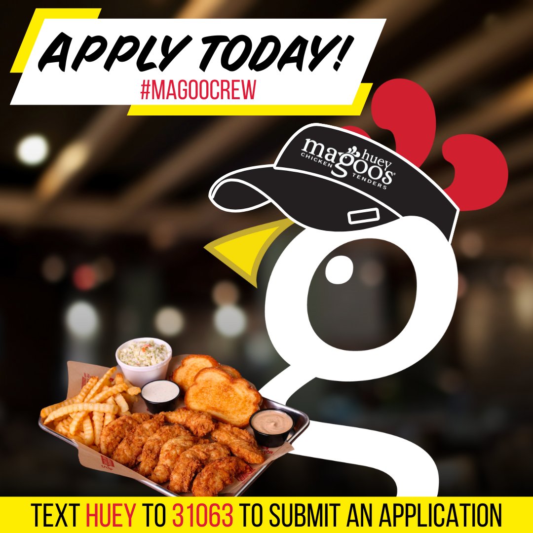 We're hiring! Join the team and apply today. 😁🤝🐔

#HueyMagoos #ChickenTenders #HueyMagoosATL #ATLJobs #ATLHiring