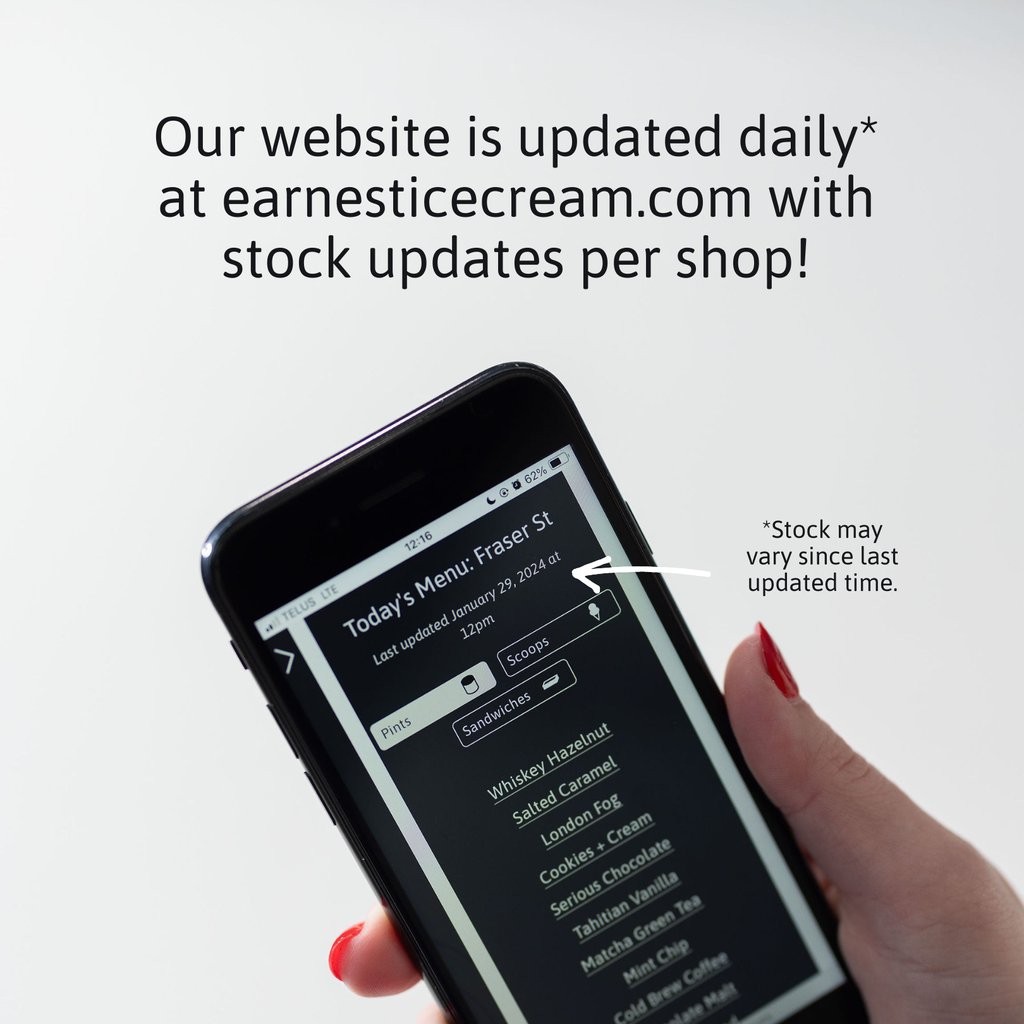 As we near the end of the month we get a lot of questions about our stock. A reminder that our team regularly provides stock updates on earnesticecream.com for you to plan ahead for your ice cream trip. 💖