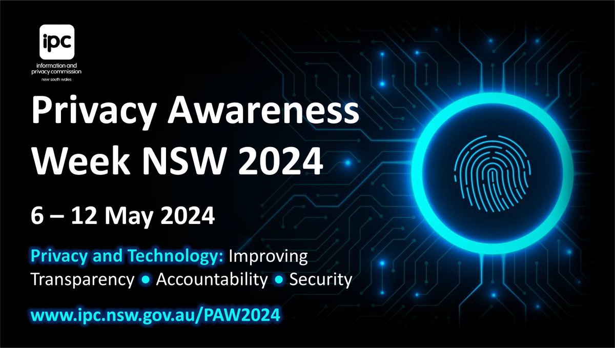 Privacy Awareness Week NSW 2024 starts next week and the theme is Privacy and technology: Improving transparency, accountability, and security. See what’s on and get involved: bit.ly/NSWPAW24 #PrivacyAwarenessWeek