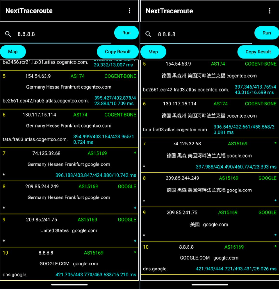 分享一款基于 NextTrace API 的免 ROOT 安卓版路由跟踪应用 NextTraceroute。支持 IPv4 和 IPv6

github.com/nxtrace/NextTr…