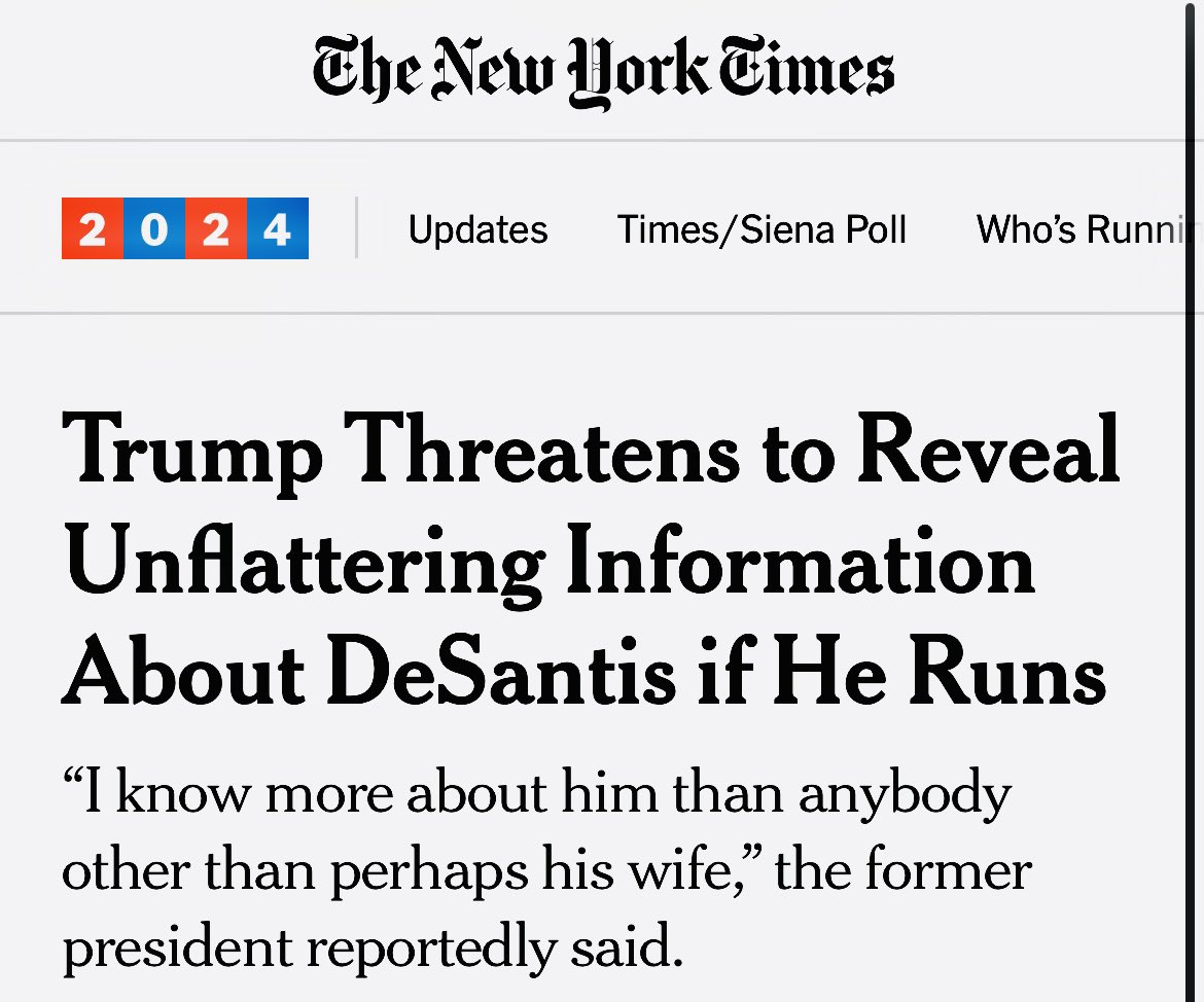 Now Desantis called Trump & met with him today, kiss the ring, then fundraise & campaign for him. Either he thinks Trump won’t turn on him the second he is no longer useful, which will be in 6 months, or he thinks he can capture the MAGA base in a post-Trump GOP by playing nice.