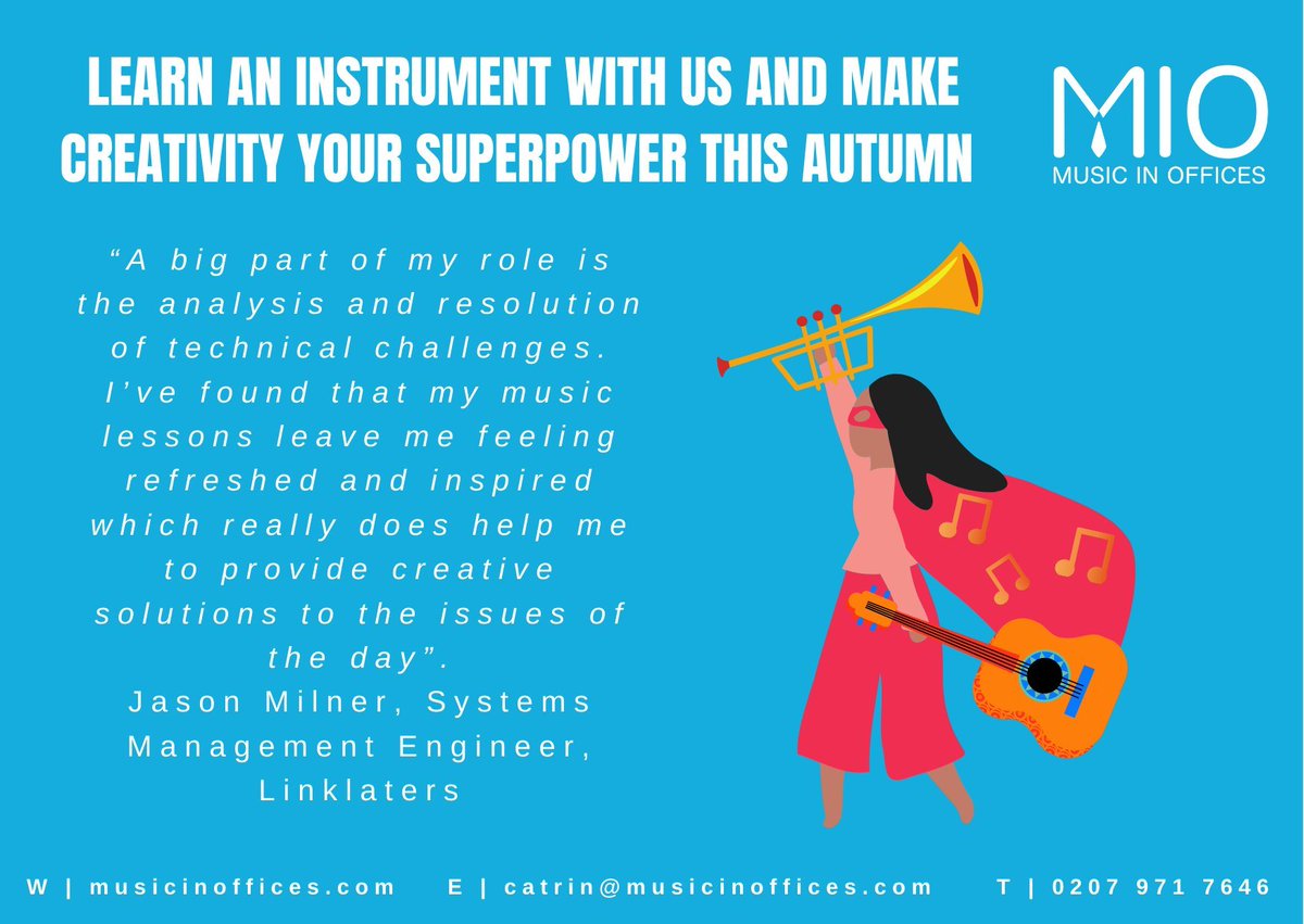 Innovation, purpose and creativity are all buzz words of the moment. What are you doing for yourself to actually achieve this? What is your company offering you in order to unlock your own creativity?" #innovation #creativity #workplacebenefits #music #inspire