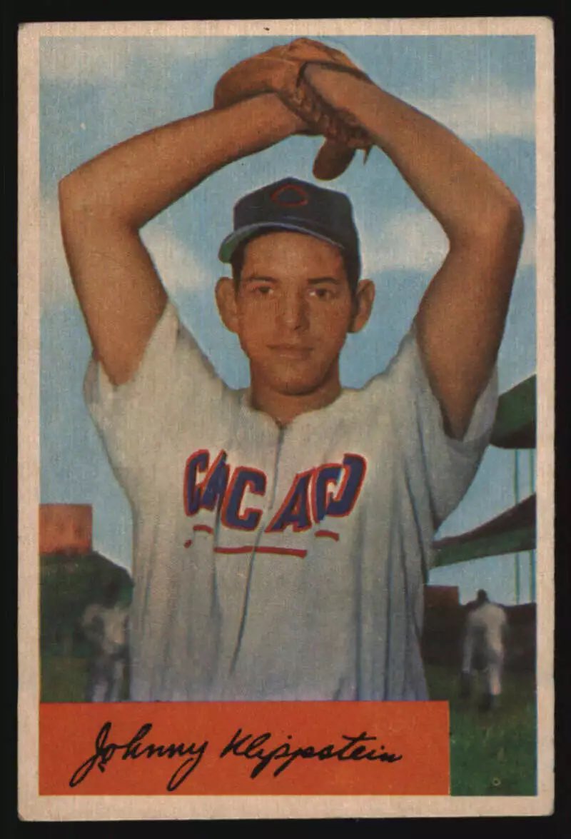1954 #collectible Bowman card featuring #Cubs hurler Johnny Klippstein for less than $5 here: ebay.com/itm/1666600638… #baseballcards #tradingcards #thehobby #thehobbyfamily