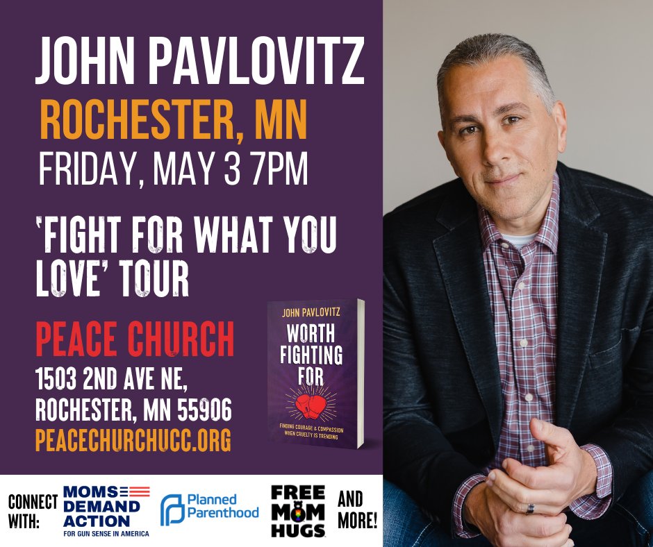 MINNESOTA! So excited to see you this Friday at 7PM at Peace United Church in Rochester! I'll share a message, host a Q & A/book-signing, and you'll be able to connect with tons of amazing orgs including @MomsDemand @freemomhugs @ppfa! RSVP here or just show up!…