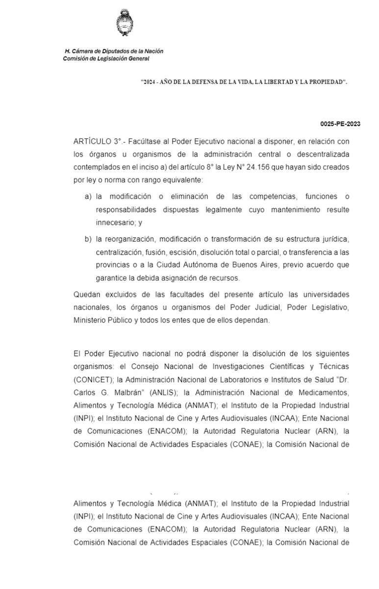 Una propuesta concreta para Diputados que quieran preservar el Sistema de CyT.

Hagan el cambio que ahora detallo, respetando que según la Ley 27614 es de interés nacional el desarrollo del Sistema Nacional de Ciencia, Tecnología e Innovación de la República Argentina.