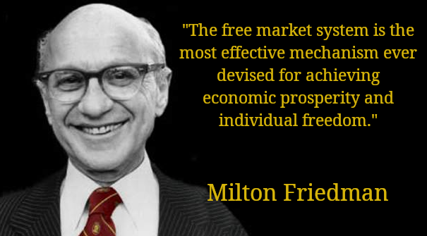 'The free market system is the most effective mechanism ever devised for achieving economic prosperity and individual freedom.'
-Milton Friedman #MiltonFriedman