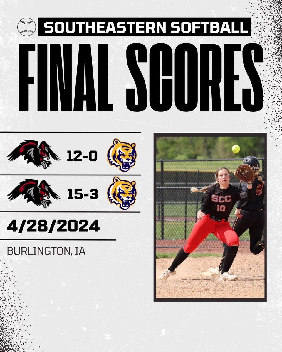 🥎Southeastern Softball 🗓️4/28/2024 🥎Southeastern defeats Marshalltown 12-0, 15-3. #SCCBlackhawks⚫️