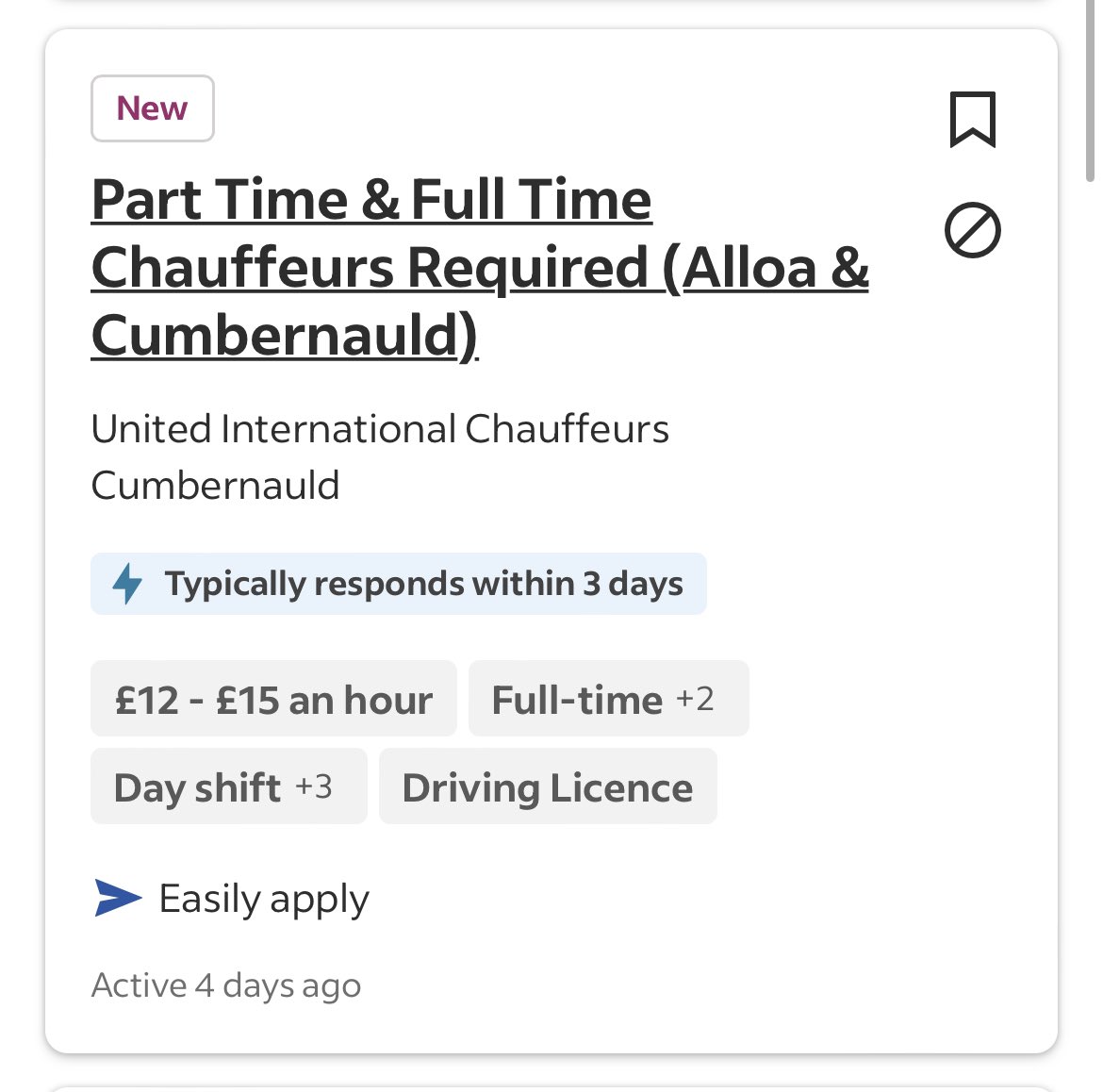 nobody who lives in cumbernauld is needing a chauffeur ffs