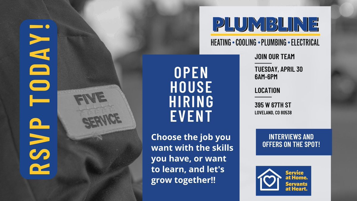 Hey Colorado, don't forget! Plumbline Services is now in Northern Colorado! Want to join the best? We're hiring all roles, from licensed techs to beginners. Apply now! #ColoradoJobs #HiringNow

buff.ly/3WbrpTm