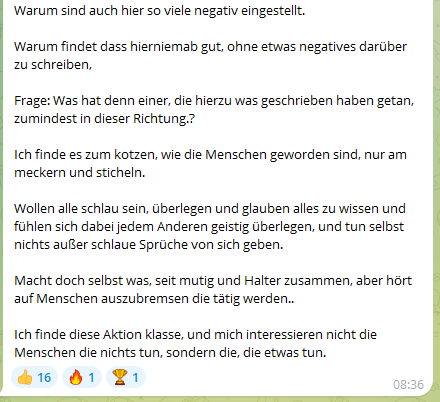 brokenspirits's tweet photo. #TelegramFiles: Ja, ich fand und finde die Menschen, die an wissenschaftlichen Fortschritt etwas auszusetzen haben, auch zum Kotzen. 

Frage: Was haben den die egoistischen und asozialen #Querdeppen getan, um die Pandemie zu verkürzen?

Die Revolution frisst ihre Kinder. https://t.co/GJESeDovao