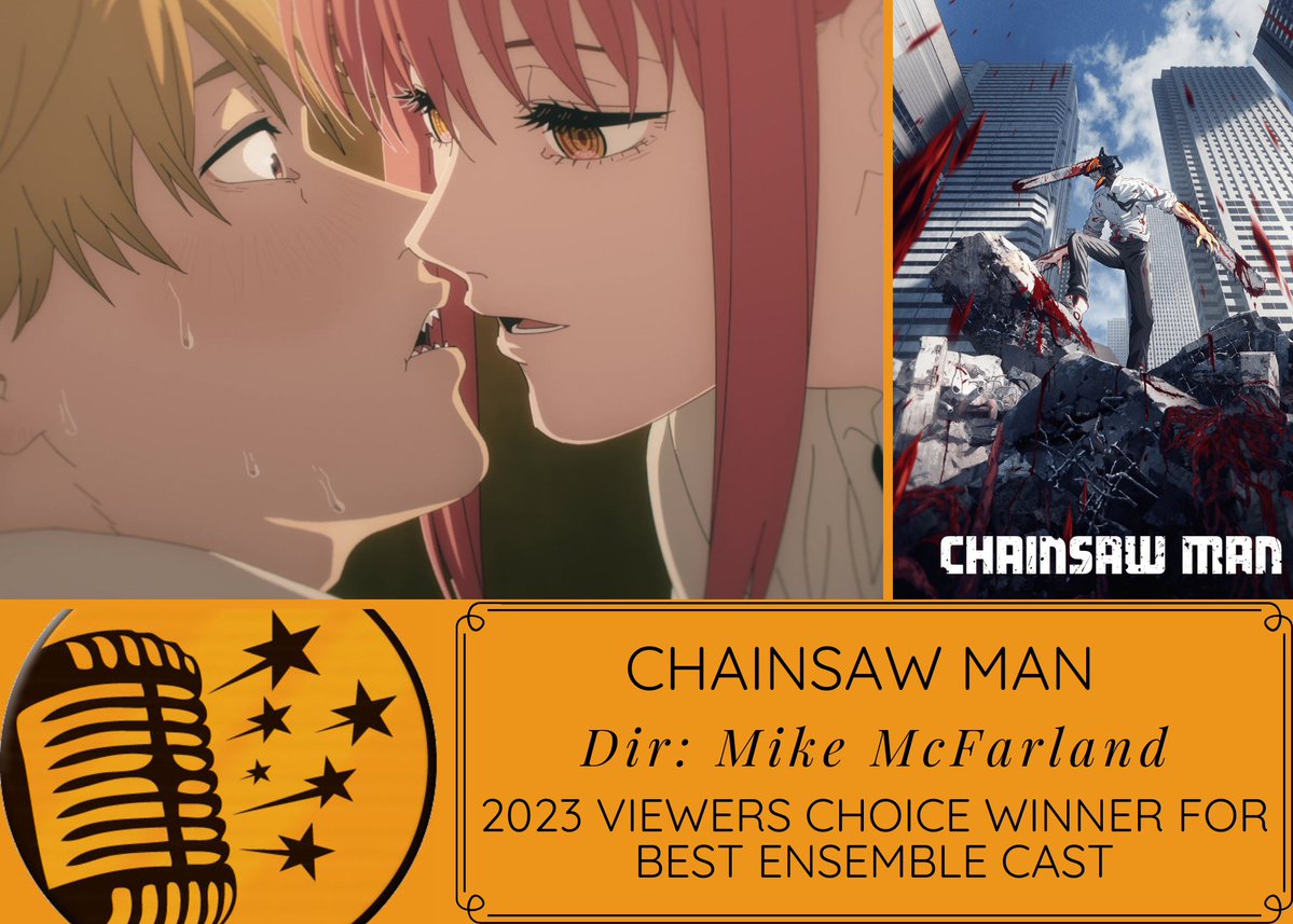 ICYMI: You winner for the 2023 Viewer's Choice Dubbie Award for Best Ensemble goes to: Chainsaw Man under the direction of @MikeMcFarlandVA!!! (@ryancoltlevy @SuzieYeung @ReaganMurdockVO @SarahWiedenheft) Check out the winning moment here: youtu.be/zhibNWsSHK0?si…
