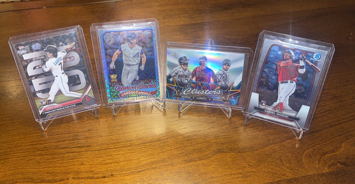 1K Followers (Corbin Carroll) Giveaway🏆 

One lucky person will receive these four #Dbacks cards. 

To qualify: 
- Tag 1 person who’d enjoy these
- Retweet
- Be following @480card 

#thehobby #corbincarroll #baseballcards