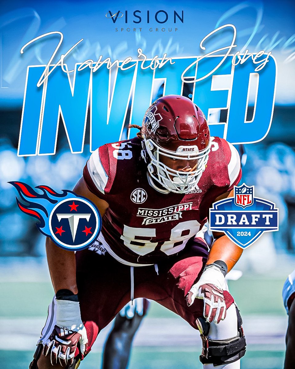 visionsportgrp's tweet photo. Congratulations to Kameron Jones ( @iamkameronjones ) on receiving an invite to the @titans upcoming camp! The future is bright! 🤝 #nfl #2024nfldraft  #hailstate🐶 #titans #Tennessee #SEC https://t.co/tVbeRyETZT