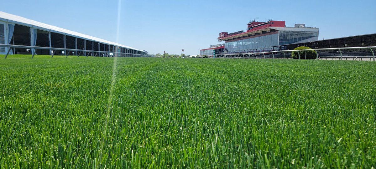 20 days until #Preakness149 @PimlicoRC @1st_racing Fine tuning time for the turf course.