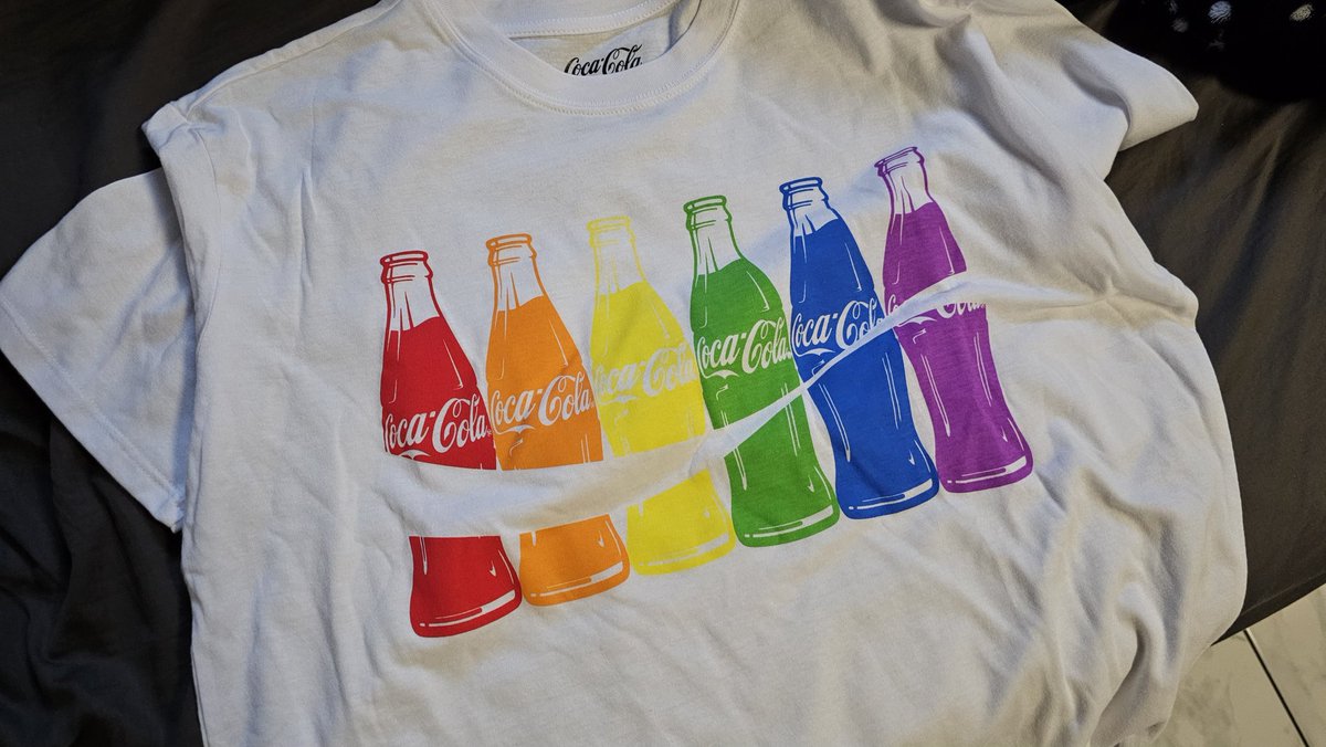 help why did my brother come home from the store with this shirt and said 'this reminded me of you' and didn't answer me when I said 'the rainbows or the coke?' 💀😭