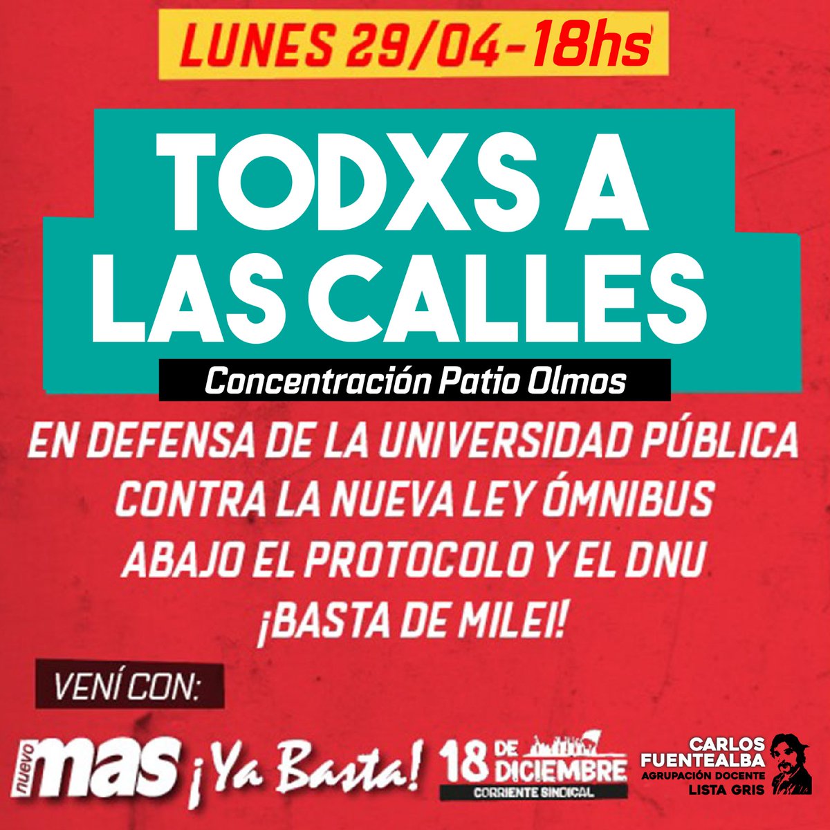 JuliaDiSanti1's tweet photo. Mañana todxs a las calles!

Nuevamente el gobierno intentará aprobar una Ley que va en contra de nuestros derechos. La reforma laboral entre ellas, las jubilaciones y el derecho a la moratoria, menos impuestos a los ricos y más impuestos a trabajadorxs! https://t.co/j2Gi8j8g4o
