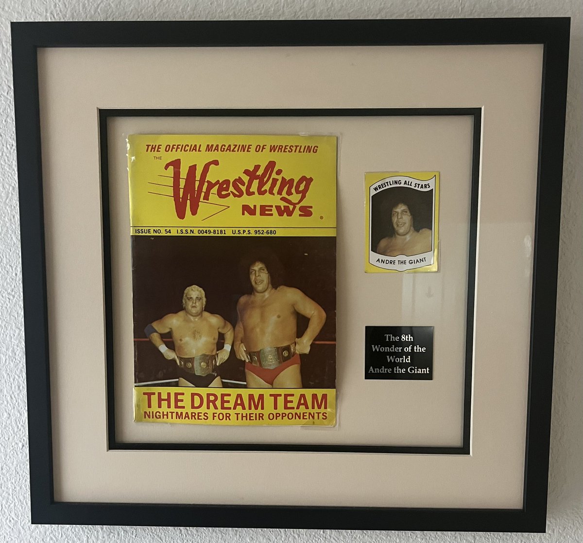 If you are a wrestling card collector this image will look familiar. Andre “The Giant” and Dusty Rhodes capture the NWA Tri State tag team gold on Christmas night 1978 at the Superdome in a tag team tournament. Later featured on his 1982 Wrestling All Stars Series A trading card.