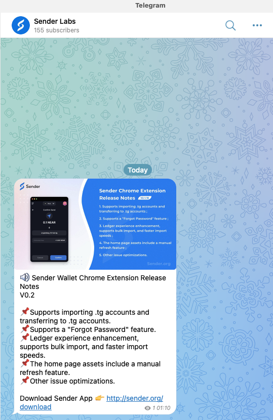 tuyetlinhmai's tweet photo. Low market cap with significant growth @SenderLabs 

Great news! 🎉 We've just launched our official Telegram channel. It's the perfect spot to get updates about our product developments, project news, and details on the SenderDAO Pointings Event.

Like Reweet comment 🥳🥳🥳 https://t.co/ewO4sk1GYh