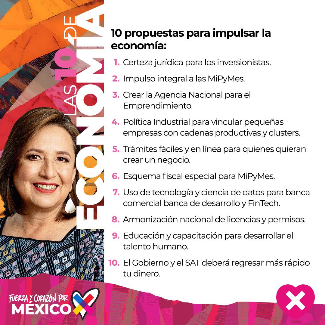 XochitlGalvez's tweet photo. Voy a trabajar para que haya más empleos y más inversión. Quiero un México de clases medias, en donde el gobierno no estorbe a quienes quieren emprender o poner un negocio, se terminen las extorsiones a los comerciantes y la ley se respete. https://t.co/At81agiMU4