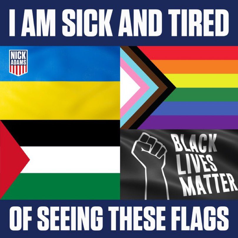 I’m definitely sick of having these flags shoved down my throat. If people want their causes, fine; but, don’t call me a racist, a xenophobe, a homophobe, etc. I’m a patriot and the flag I love and respect is this one 👉🏻🇺🇸. It represents a nation united, not divided.