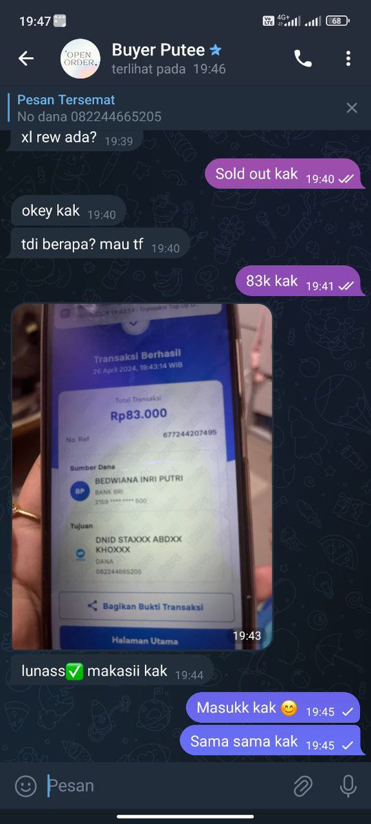 KOM0_e's tweet photo. Testimoni transaksi paket akrab XL.
Wa 087865463787
Nama payment hanya satu ( Stabut Abdul Khobir)
Amanah??? Amanah banget kok
#zonauang #zonajajan https://t.co/X1z4gbAIz6
