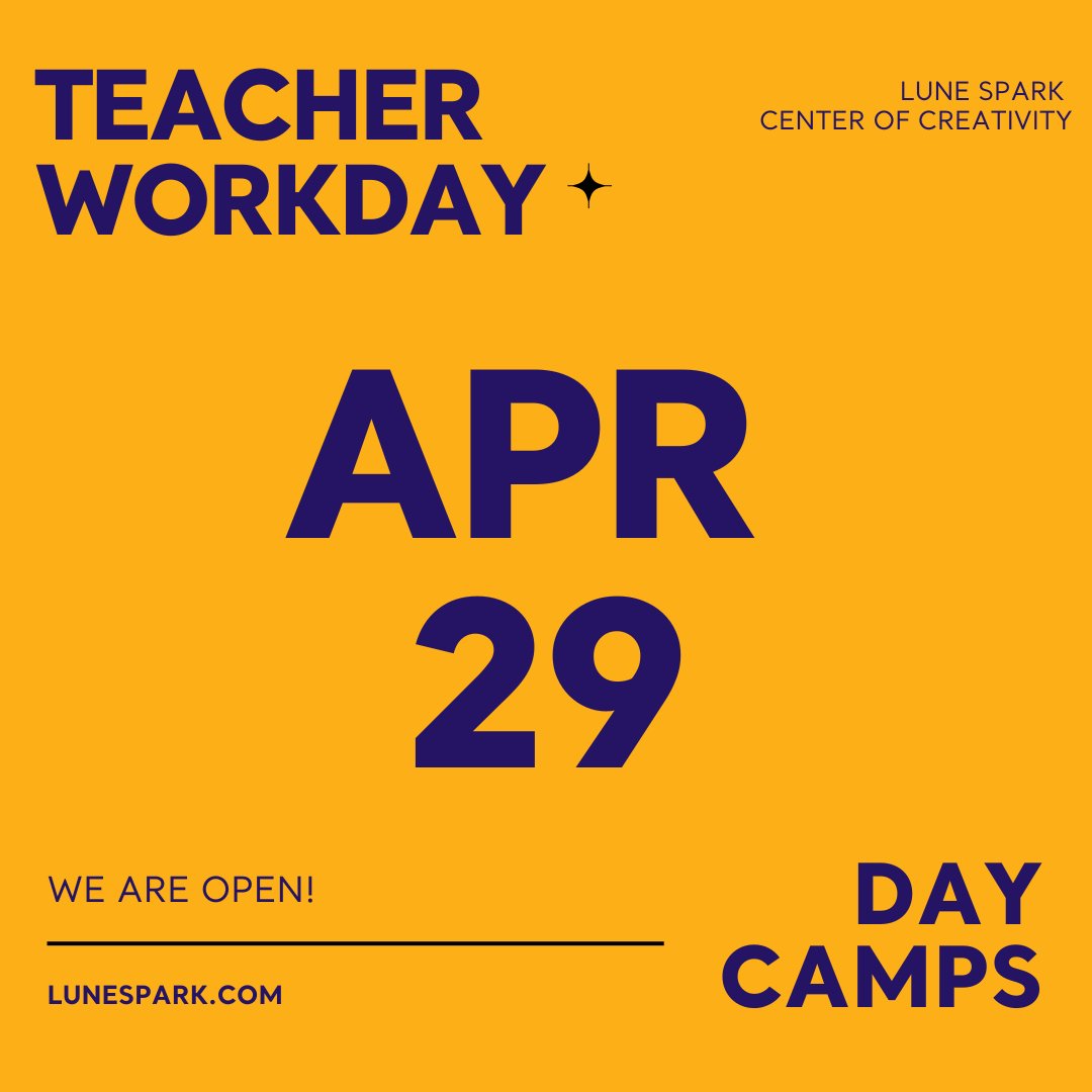 PARENTS🗣️ it’s NOT too late to sign up for a day camp for tomorrow’s teacher workday! We offer creative courses throughout our day camps from filmmaking, storytelling, art, music, and more! Register ➡️ lunespark.com!

#apexdaycamp #daycamp #teacherworkday