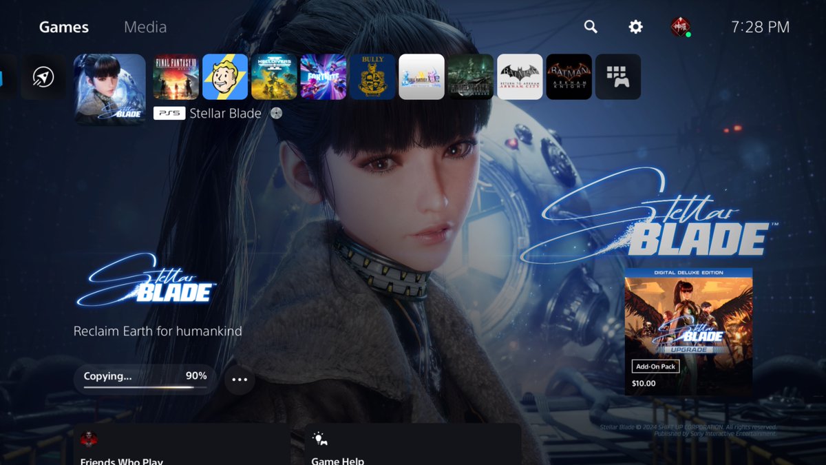 Automatic updates disabled for console AND games, installing now.  

I like to hope they'll eventually #FreeStelarblade but until they do/if they don't, this is why you buy physical media! #StellarBlade #StellarBladePS5