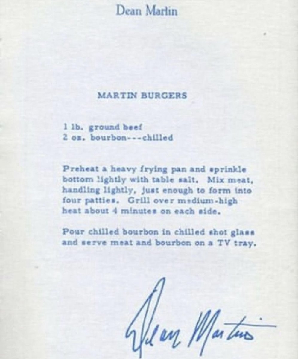 historyinmemes's tweet image. Dean Martin and Frank Sinatra share their respective recipes for Hamburgers.