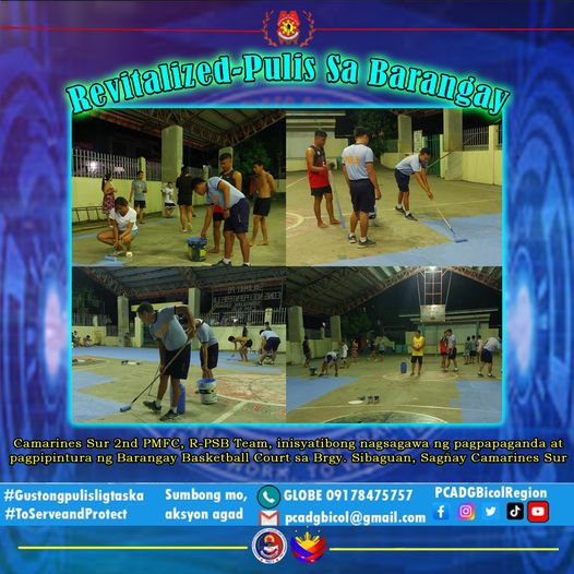 Camarines Sur 2nd PMFC, R-PSB Team, inisyatibong nagsagawa ng pagpapaganda at pagpipintura ng Barangay Basketball Court sa Brgy. Sibaguan, Sagñay Camarines Sur #PCADGTagapagUgnay #gustongpulisligtaska #BagongPilipinas #PCADGBicol