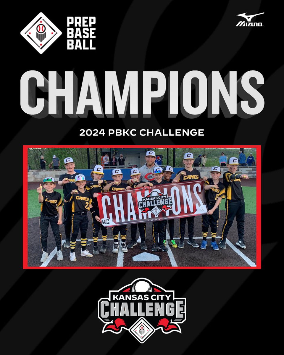 🏆CHAMPIONS🏆 Congratulations to the 2024 PBKC Challenge 10U D1/D2 Champions, Canes KC - Black!!! #PrepBaseballKC #BeSeen
