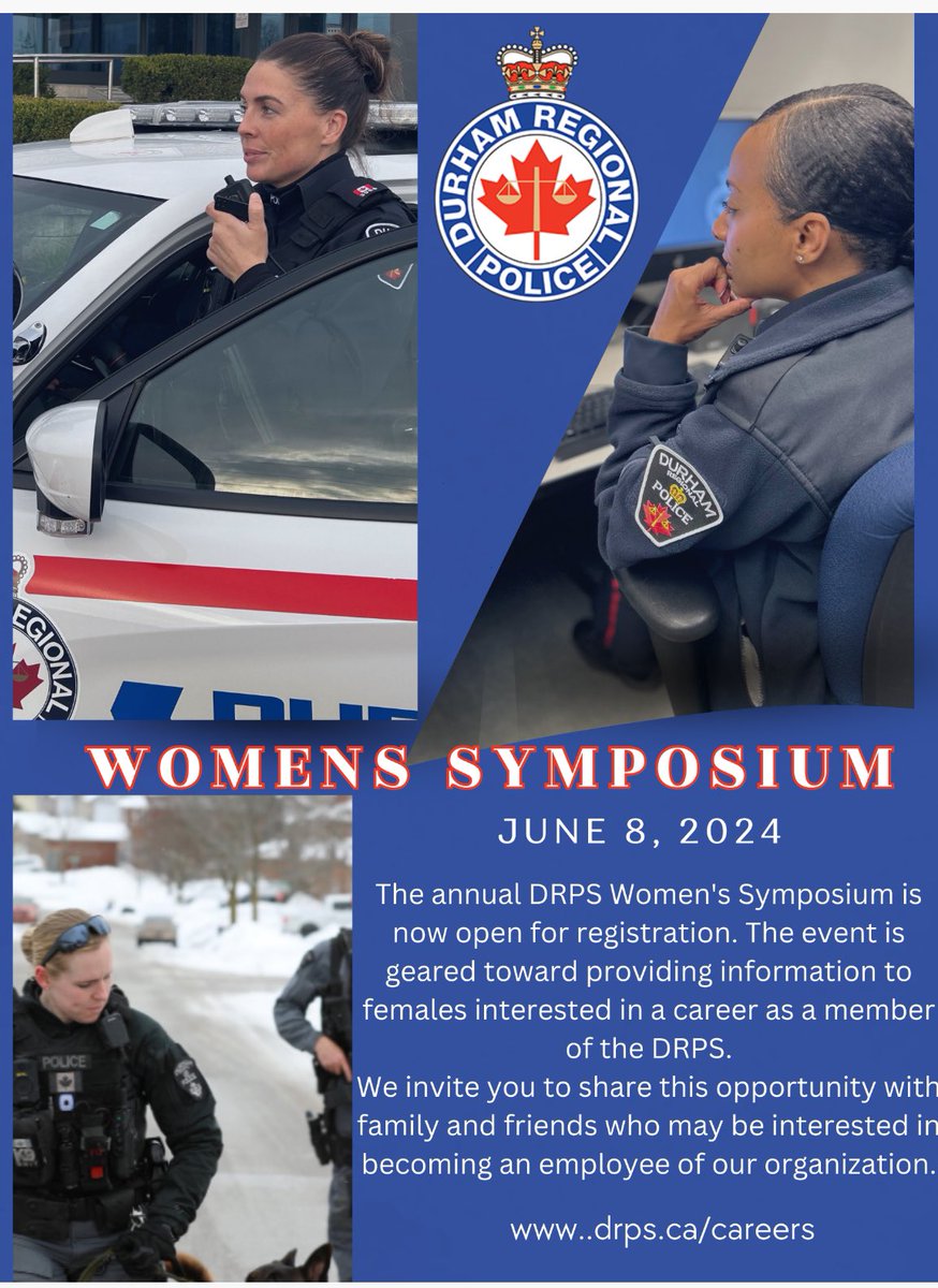 Are you interested in a career with DRPS? The annual Women’s Symposium is now open for registration. We will have a panel discussion, information on the hiring process, mock interviews and much more.. Register below drps.ca/careers