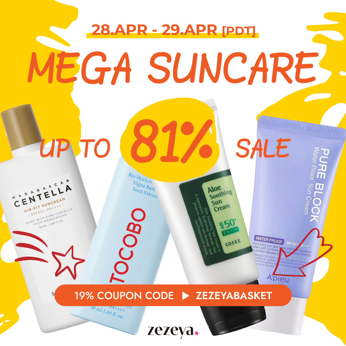 ☀️MEGA SUNCARE D/C EVENT UP to 81%

📅28. APR ~ 29. APR [PDT]

And, Enter the Serial Code, Get a 19% Discount on ALL Items❗️❗️❗️
🖊️CODE : ZEZEYABASKET

💕Zezeya.com
#zezeya #event #Kbeauty #Discount #Mega #Sun #Suncare #suncream #sungel #sunstick #sunscreen #Beauty