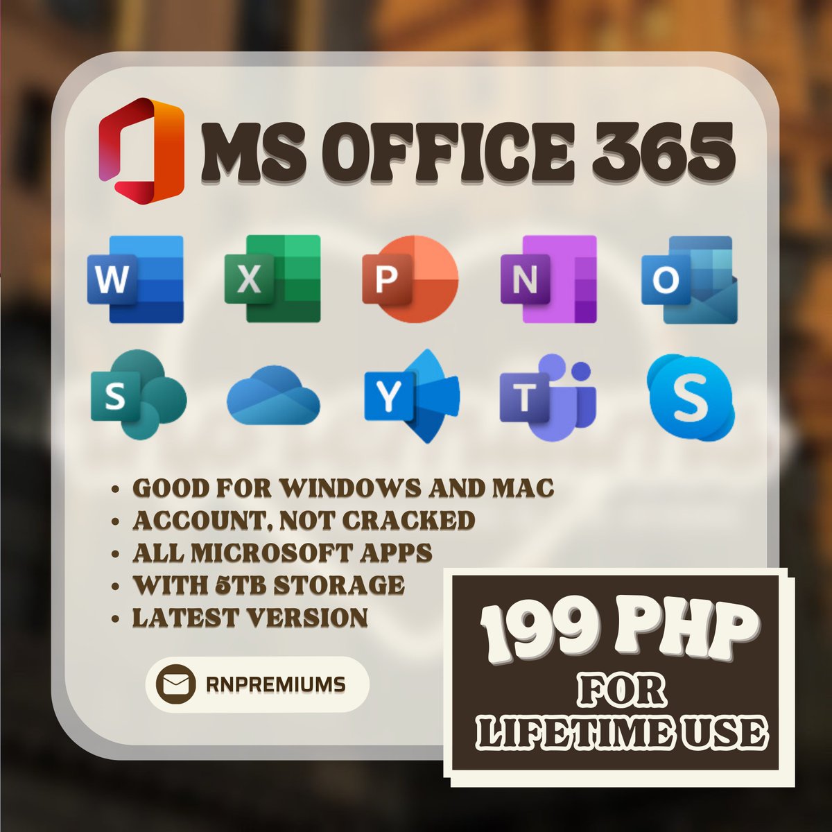 ‼️MICROSOFT / MS OFFICE 365 FOR SALE‼️ ★ Licensed Account ★ Lifetime Access ★ Can be used in any device and mobile ★ Full warranty ★ With 5TB storage 💌 DM @rnpremiums_ to avail 🧾 MOPs: Gcash, Bpi, Paypal Also available: adobe, goodnotes, dazzcam, kilonotes, notabilty