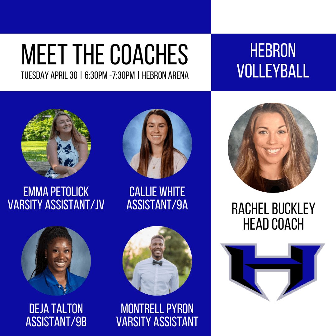 Come out on Tuesday and meet your 2024 Hebron Volleyball Staff!!