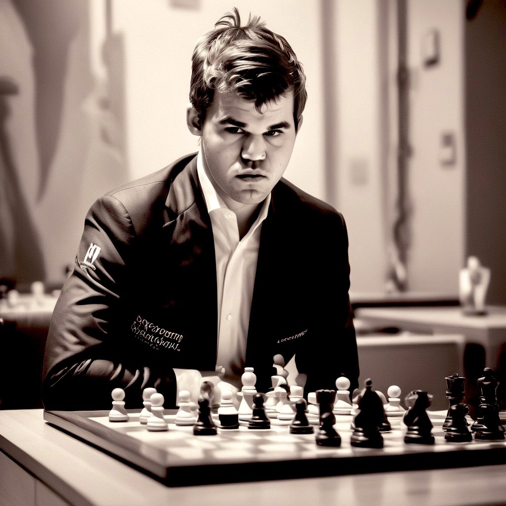 @MagnusCarlsen this is my portrait art of you. #AIArtwork #MagnusCarlsen #TorturedChessplayers #Chesspunks #chess #GOAT𓃵 #aiphotography