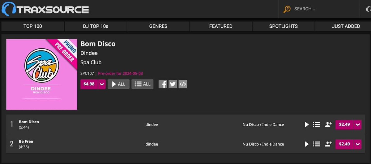 Spa Club [SPC108] Dindee - Bom Disco EP (Incl. 2 tracks) out Friday 3 May on @traxsource , Reserve your copy now:
.
traxsource.com/title/2250815/…
.
SoundCloud: on.soundcloud.com/1b3nboo7cVGqse…
.
#spaclub #nudiscomusic #disco #funk #DINDEE #discohouse