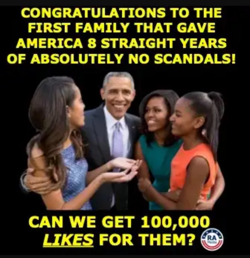 FACTS!!! 💯💯💯 Joe Biden, hasn’t had ANY scandals, so when Re-elected he WILL be added here! 💯💯