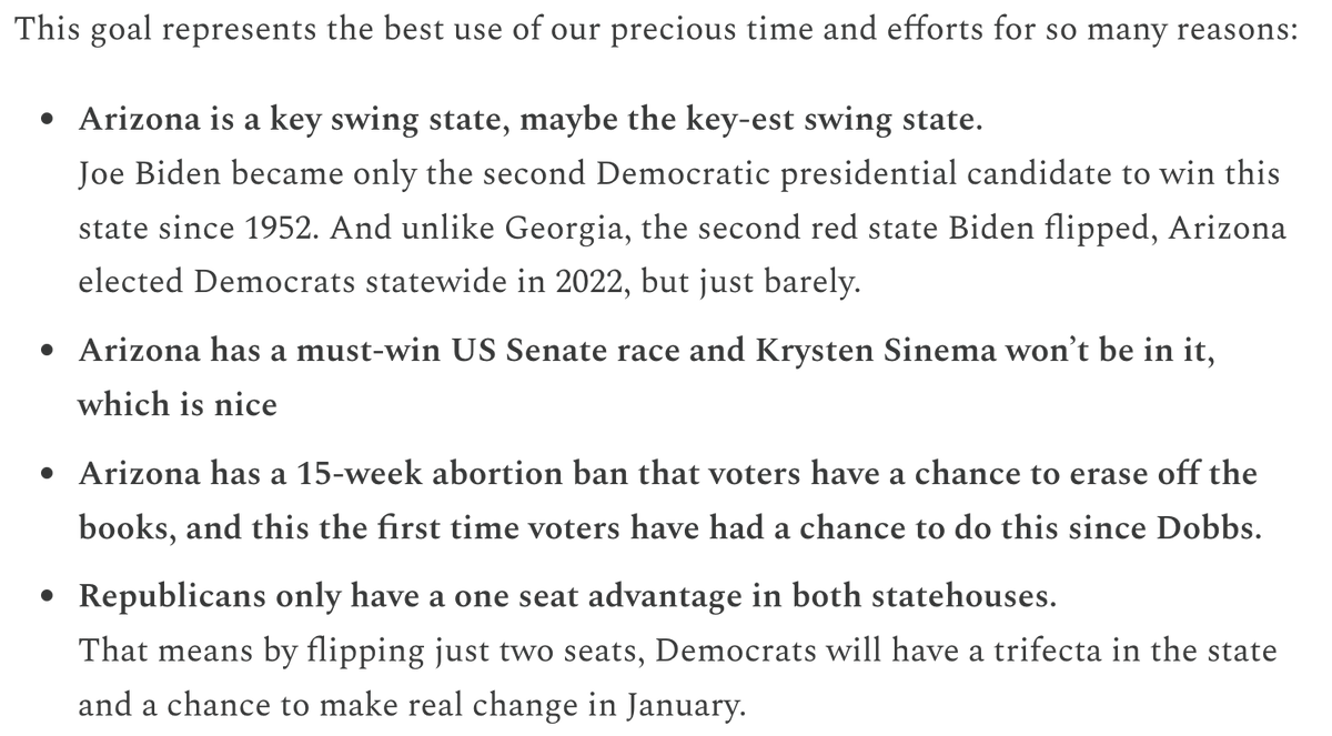 I'm looking for one person tonight to help me flip both statehouses in Arizona this November. grapevine.org/giving-circle/… Here's why we decided to focus on Arizona, even before the 1864 abortion ban was reinstated by a packed GOP court.