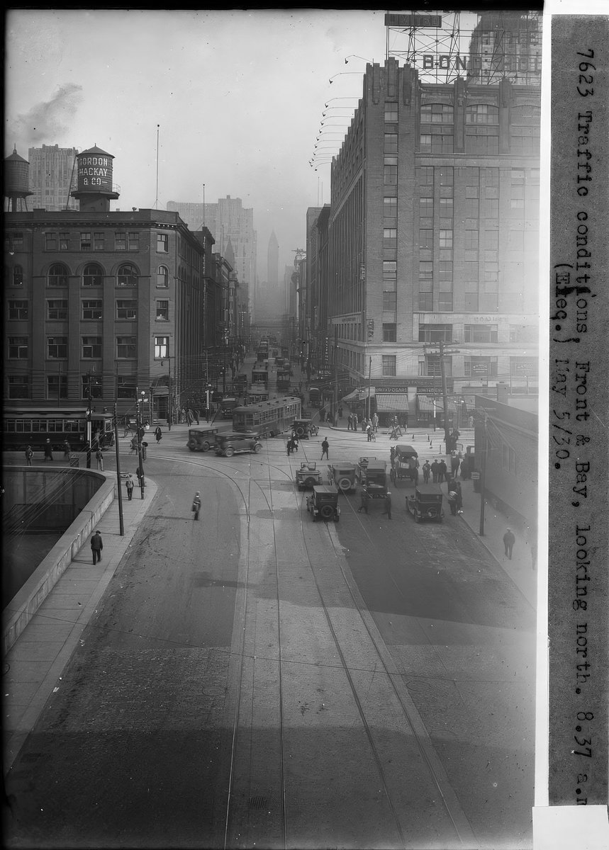 The view North up Bay towards City Hall from Front in 1930