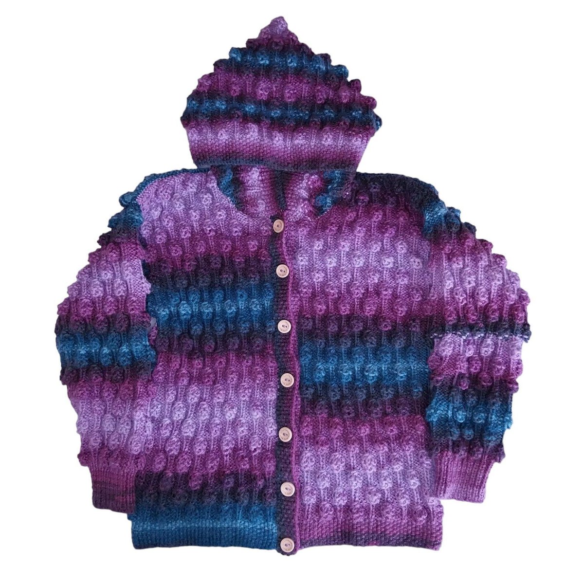Stay warm in style with this Hand Knitted Children's Hooded Cardigan. Perfect for ages 6-7. Visit knittingtopia.etsy.com/listing/170152… for your little one's new favorite bobble jacket. #Knittingtopia #etsy #craftbizparty #MHHSBD #handknitted #etsyshop #tweeturbiz
