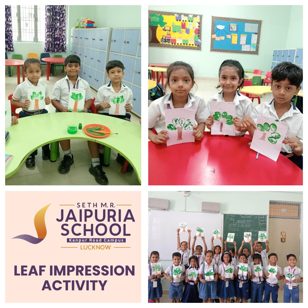 Exploring nature's artistry with leaf impressions at Seth M.R. Jaipuria School, Kanpur Road Campus, Lucknow! 🍃✨ #NatureArt #LeafImpressions #JaipuriaLucknow