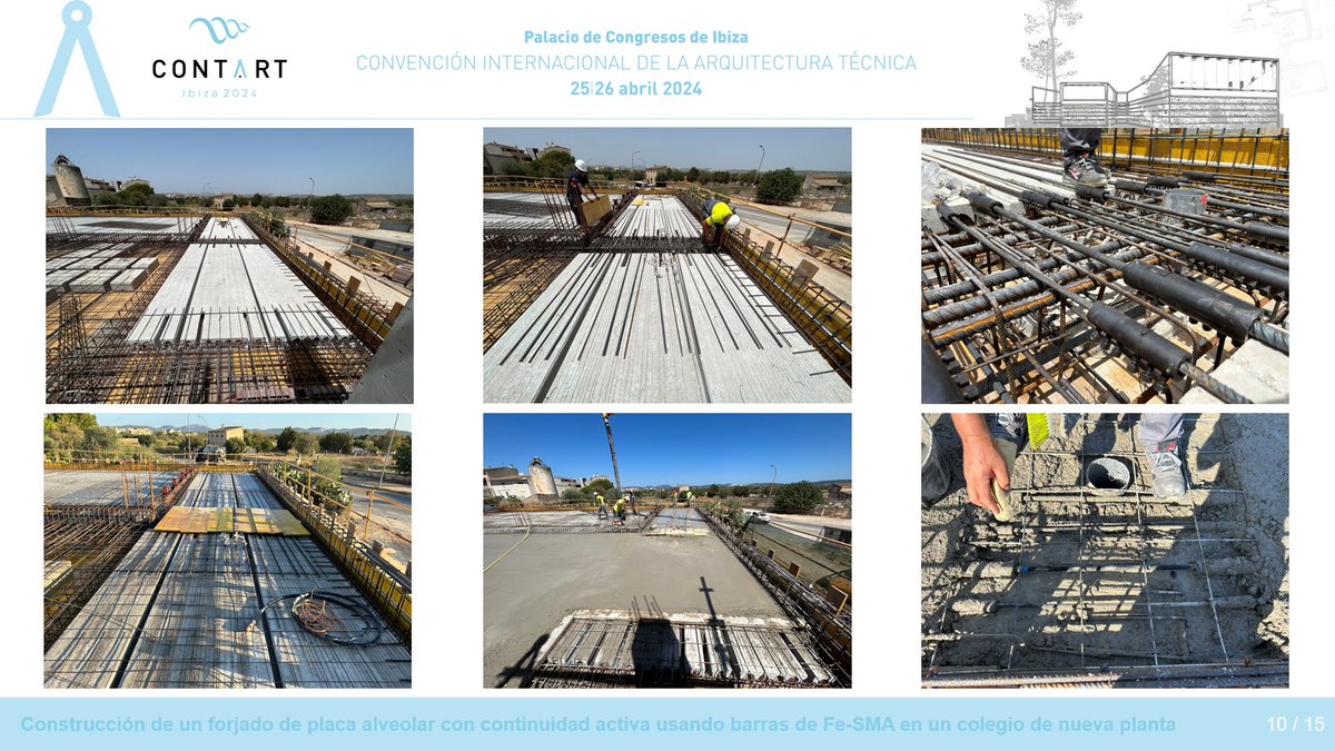 Sandra del Río Bonnín presentó el caso piloto desarrollado para su tesis doctoral sobre la "Construcción de un forjado de placa alveolar con continuidad activa usando barras de Fe-SMA en un colegio de nueva planta" en @CONTART2024 el pasado viernes. ¡Bien hecho, Sandra! 🙌