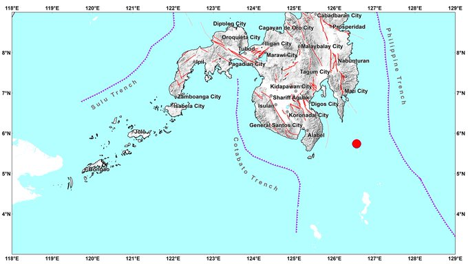 A magnitude 4.1 earthquake hit waters off Jose Abad Santos, Davao Occidental on Monday, April 29 at 1:59 p.m., according to Phivolcs. #EarthquakePH #LindolPH