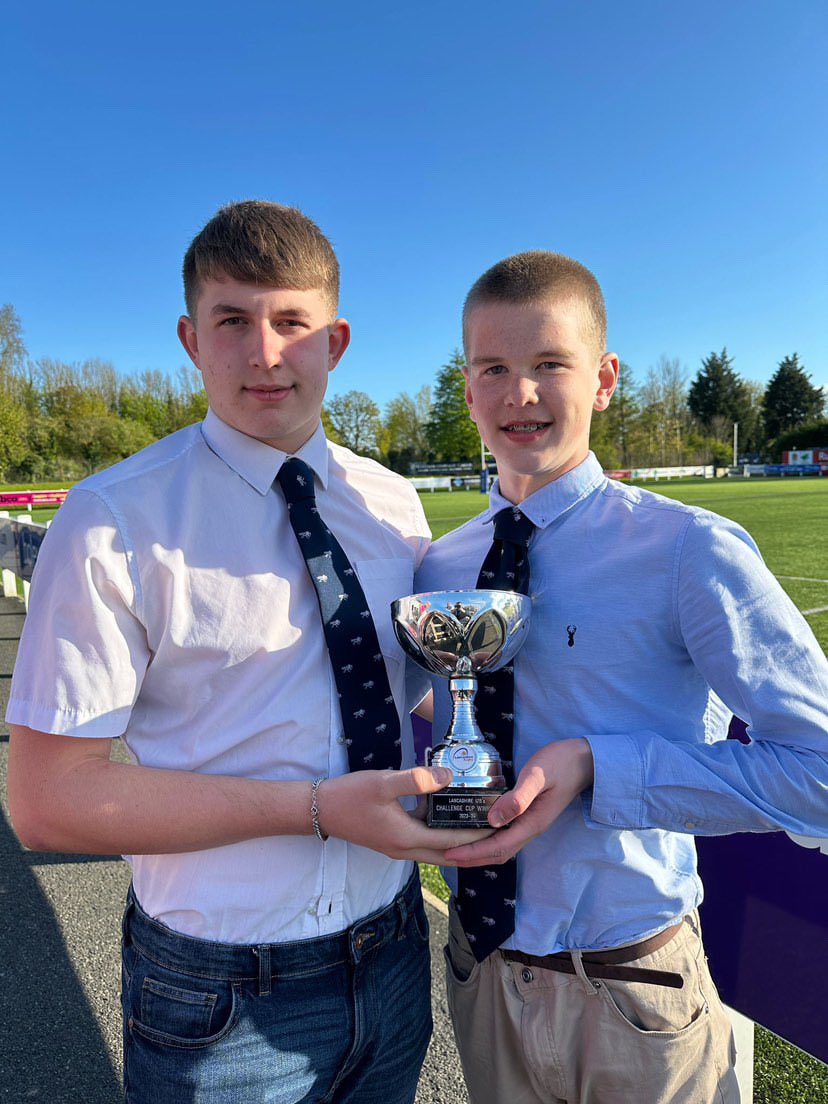 Congratulations to Max Richard’s and Soren Walton in year 10 who played for their Preston Grasshoppers team in the U15 Lancashire Cup Final yesterday and won! What an achievement 🙌🏻. Well done boys! 🏆🏉 @RugbyHoppers