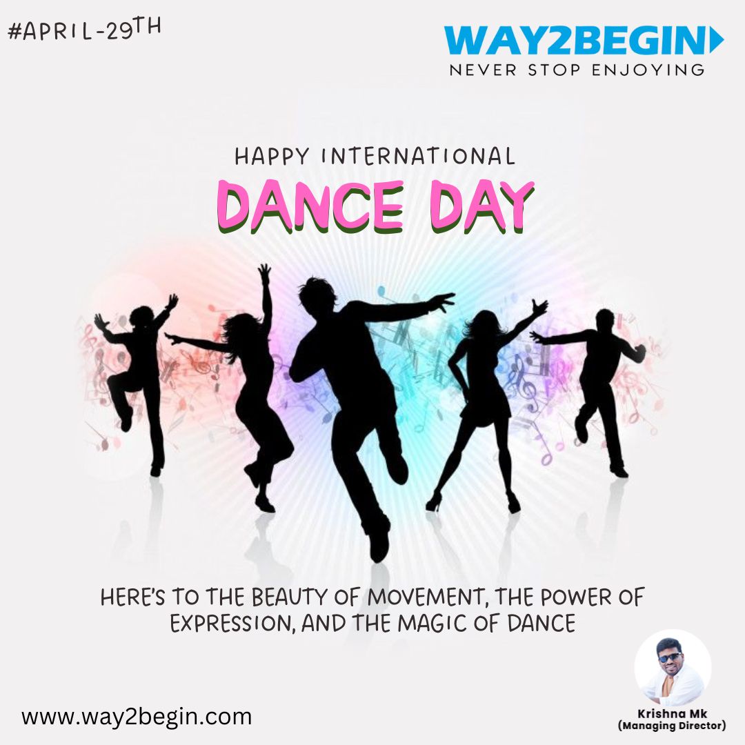 Wishing you a day filled with rhythm, joy, and lots of dancing on International Dance Day!
.
.
#Way2begin #NeverStopEnjoying #KrishnaMK #RefreshmentParty #DjParty #PubPartyinHyderabad #FamilyPartyinHyderabad #ResortPartyinHyderabad #NightPartyinHyderabad #PoolPartyinHyderabad