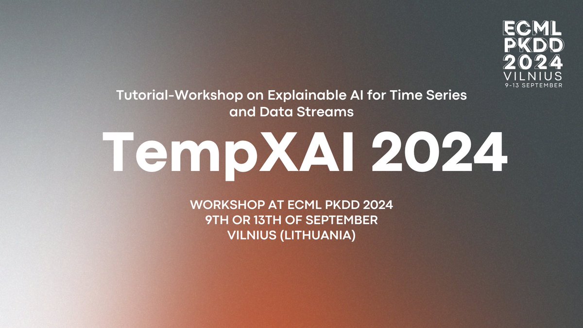 ECML PKDD (@ecmlpkdd) on Twitter photo Workshop/Tutorial Explainable AI for Time Series and Data Streams (TempXAI) event co-located with the
<a href="/ECMLPKDD/">ECML PKDD</a> 2024. Learn more about explainable Time-Series! @FumagalliFabian <a href="/eyke_hu/">Eyke Hüllermeier</a>
<a href="/MatthiasJakobs/">Matthias Jakobs</a> @Muschalik_Max <a href="/saadallah_amal/">Amal Saadallah</a> <a href="/GTzag/">George Tzagkarakis</a>
👉🏼 More info sites.google.com/view/tempxai-w… Workshop/Tutorial Explainable AI for Time Series and Data Streams (TempXAI) event co-located with the
<a href="/ECMLPKDD/">ECML PKDD</a> 2024. Learn more about explainable Time-Series! @FumagalliFabian <a href="/eyke_hu/">Eyke Hüllermeier</a>
<a href="/MatthiasJakobs/">Matthias Jakobs</a> @Muschalik_Max <a href="/saadallah_amal/">Amal Saadallah</a> <a href="/GTzag/">George Tzagkarakis</a>
👉🏼 More info sites.google.com/view/tempxai-w…