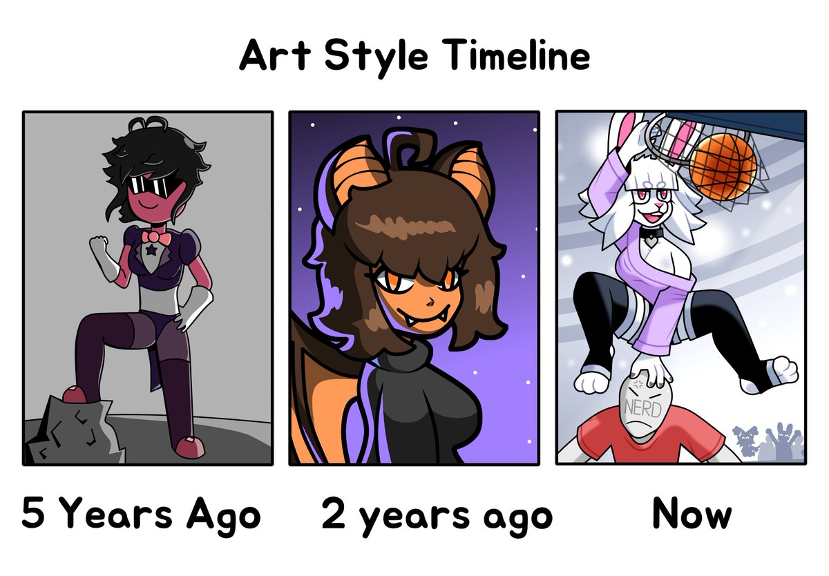 I'd say this is my digital art style timeline, i was already decent on paper 5 years ago!